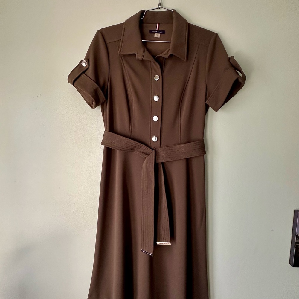 Tommy Hilfiger Olive Dress w/ Waist Tie